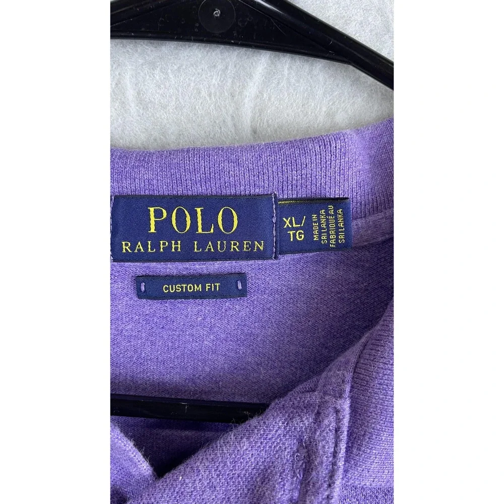 Polo Ralph Lauren Polo Shirt Mens‎ XL Purple Custom Fit Green Pony Logo Casual